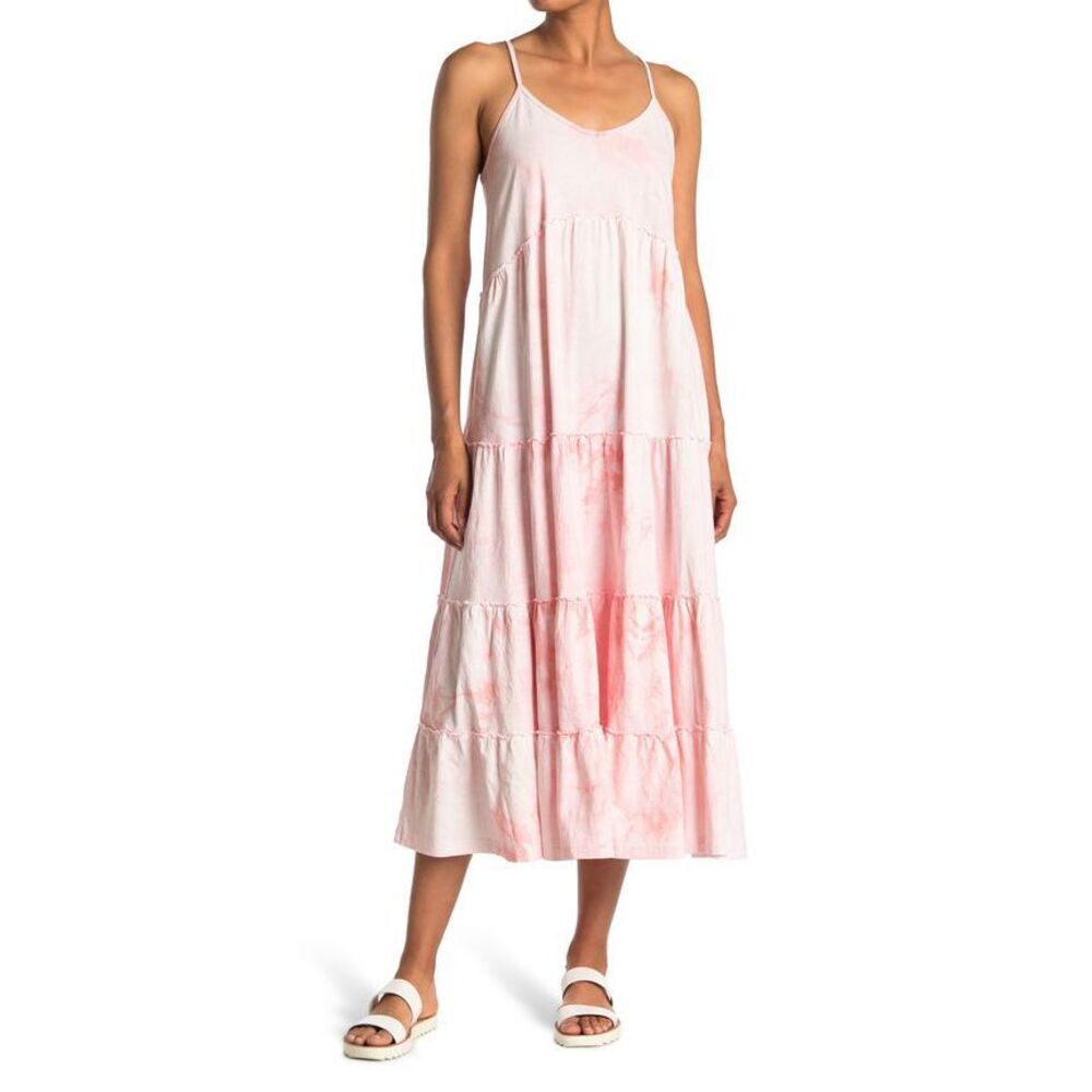 STITCHDROP Tie Dye Tiered Maxi Dress Apricot Size M $92